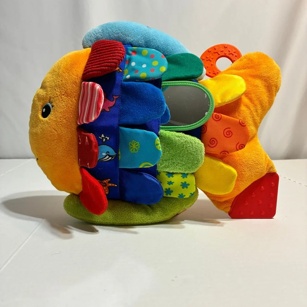 Melissa & Doug K's Kids Flip Fish Plush Sensory Baby Toy Orange Multi Color Exc